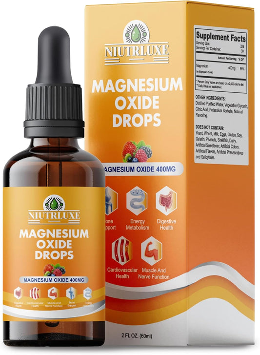 High Potency Liquid Magnesium Oxide Drops - Bone, Muscle, Heart Health Supplement - Easy-to-Absorb Sublingual Formula - 60ml - BoostGo Australia