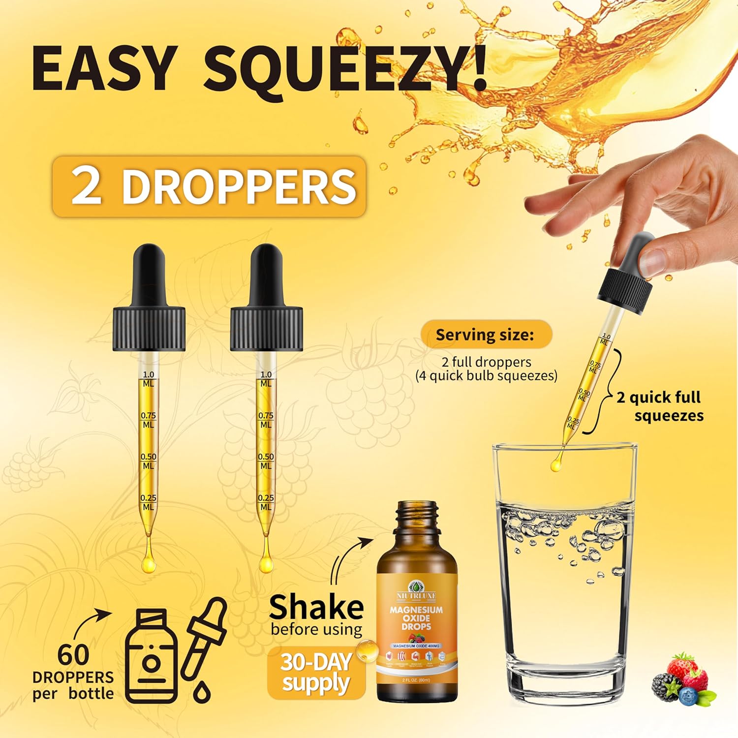 High Potency Liquid Magnesium Oxide Drops - Bone, Muscle, Heart Health Supplement - Easy-to-Absorb Sublingual Formula - 60ml - BoostGo Australia