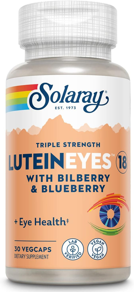 High-Potency Lutein Eyes Supplement by SOLARAY | Supports Eye & Macular Health | 18mg Lutein & Zeaxanthin | Non-GMO | 30 Capsules