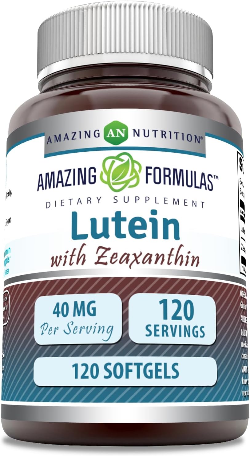 High-Potency Lutein with Zeaxanthin Softgels | Non-GMO, Gluten-Free | Made in USA | 40mg Lutein, 1600mcg Zeaxanthin | 120 Count