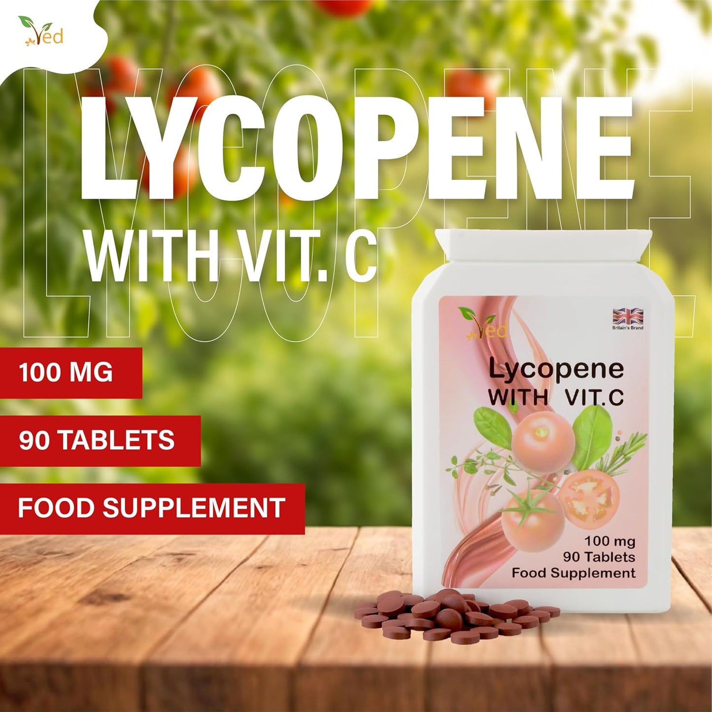 High Potency Lycopene Supplement | 100mg 90 Tablets for Overall Wellness and Antioxidant Support