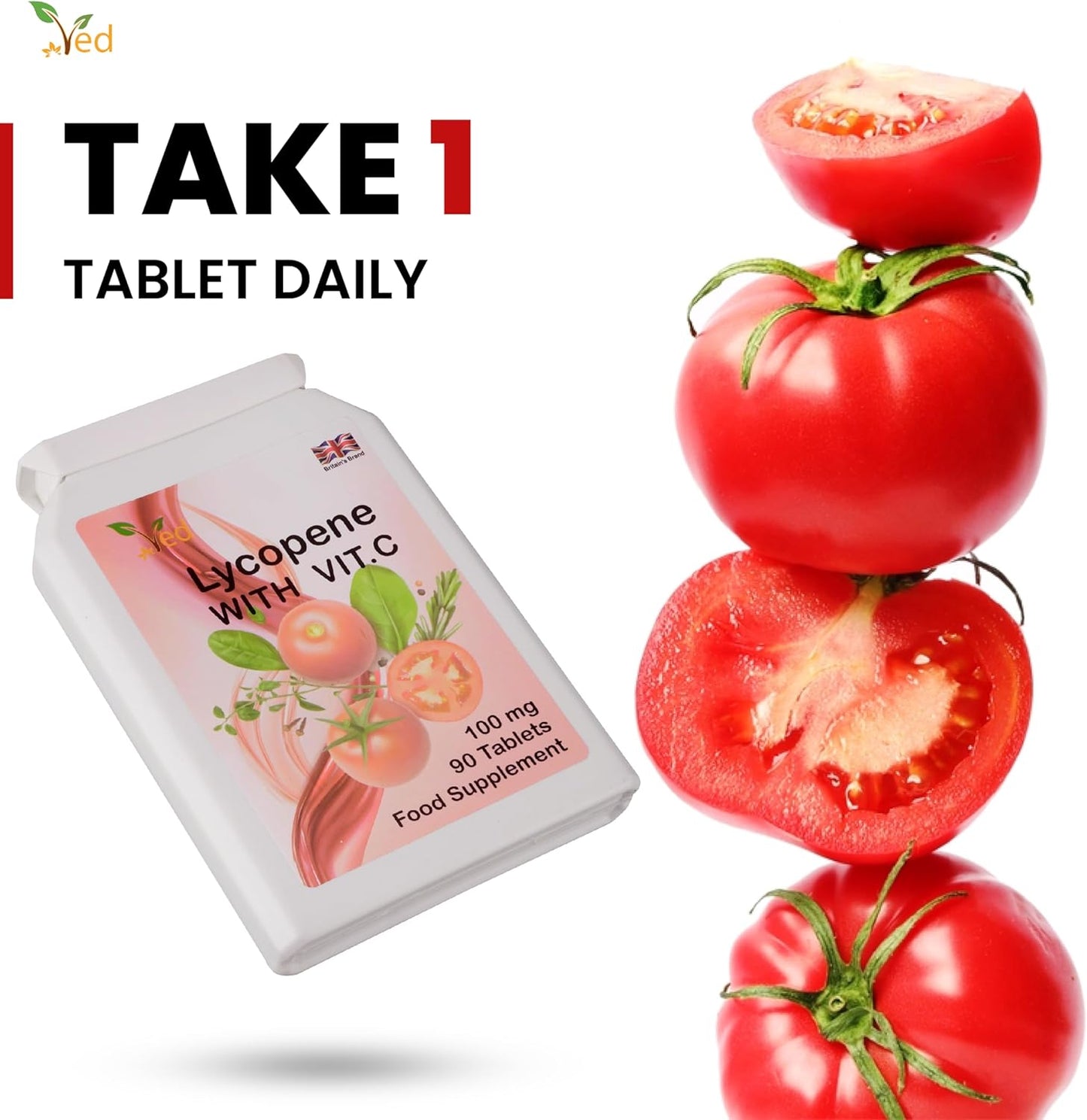 High Potency Lycopene Supplement | 100mg 90 Tablets for Overall Wellness and Antioxidant Support