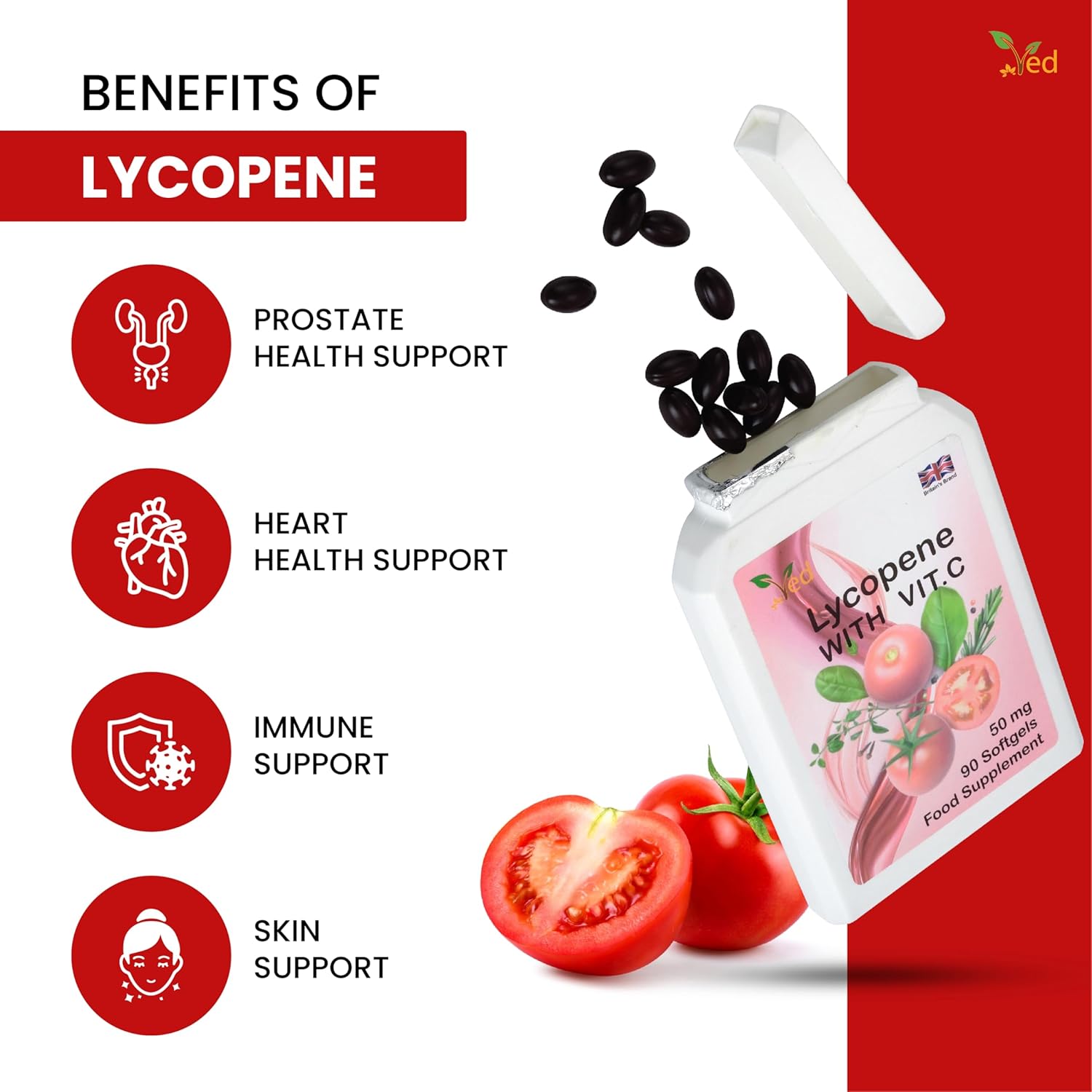 High-Potency Lycopene Supplement | 50mg Softgels, 90 Count