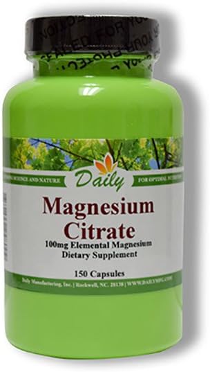 High Potency Magnesium Citrate Supplement - 150 Vegetarian Capsules for Daily Manufacturing