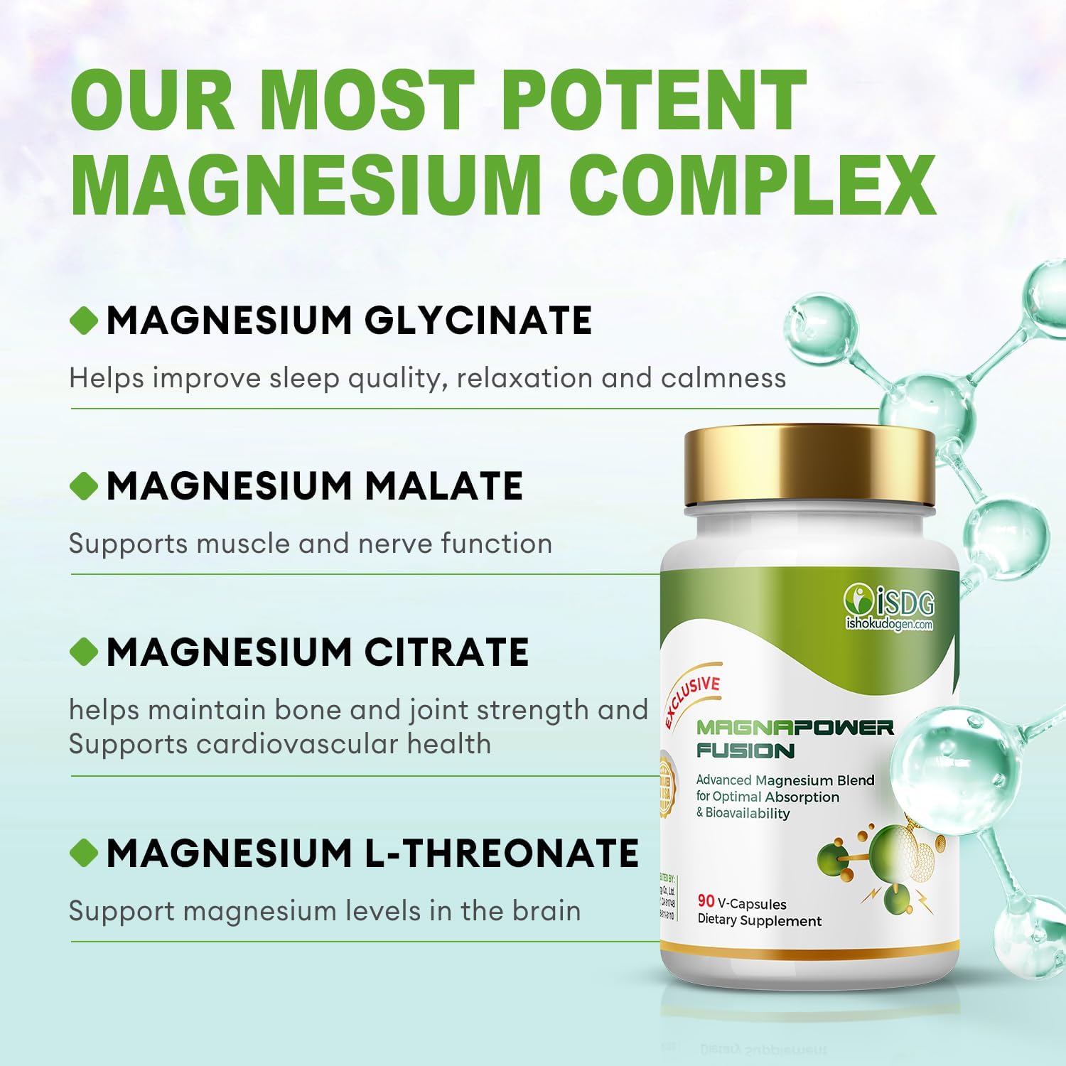 High Potency Magnesium Complex Supplement 300mg - Glycinate, Citrate, Malate & L-Threonate Blend