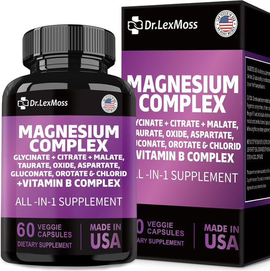 High Potency Magnesium Complex with Zinc, Copper, Manganese, and Vitamin C - 60 Count - Made in USA