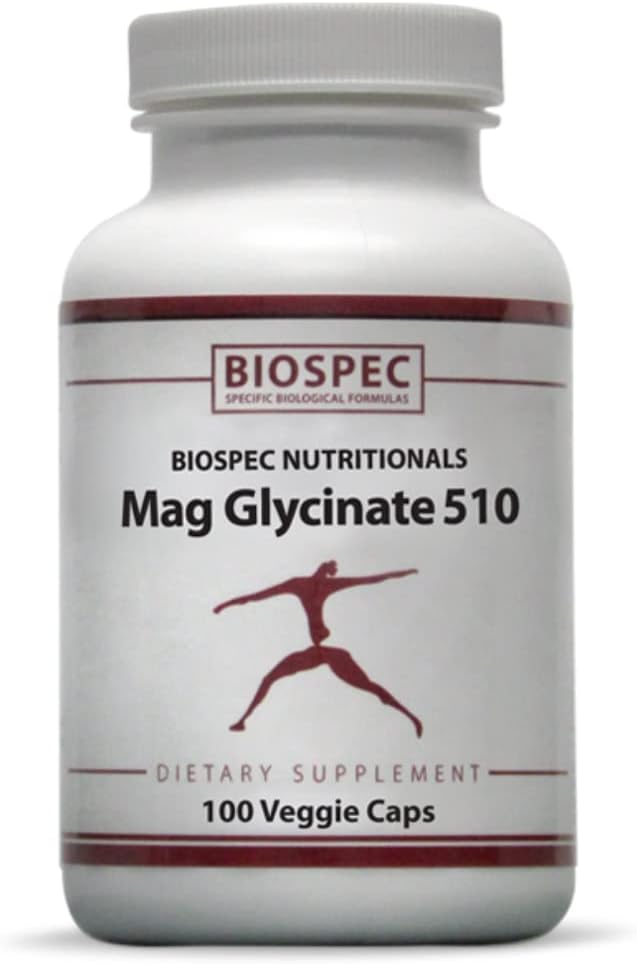 High Potency Magnesium Glycinate 510 for Stress, Heart Health, Energy & Metabolism - 100 Capsules