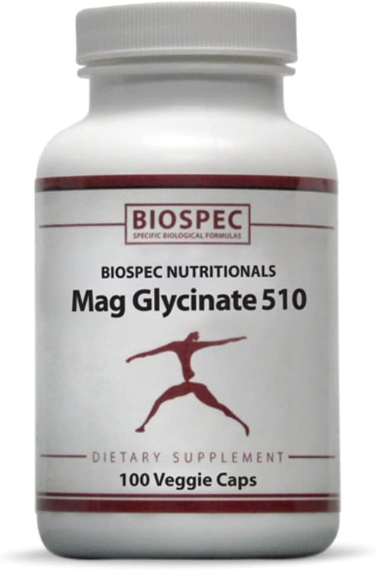 High Potency Magnesium Glycinate 510 for Stress, Heart Health, Energy & Metabolism - 100 Capsules