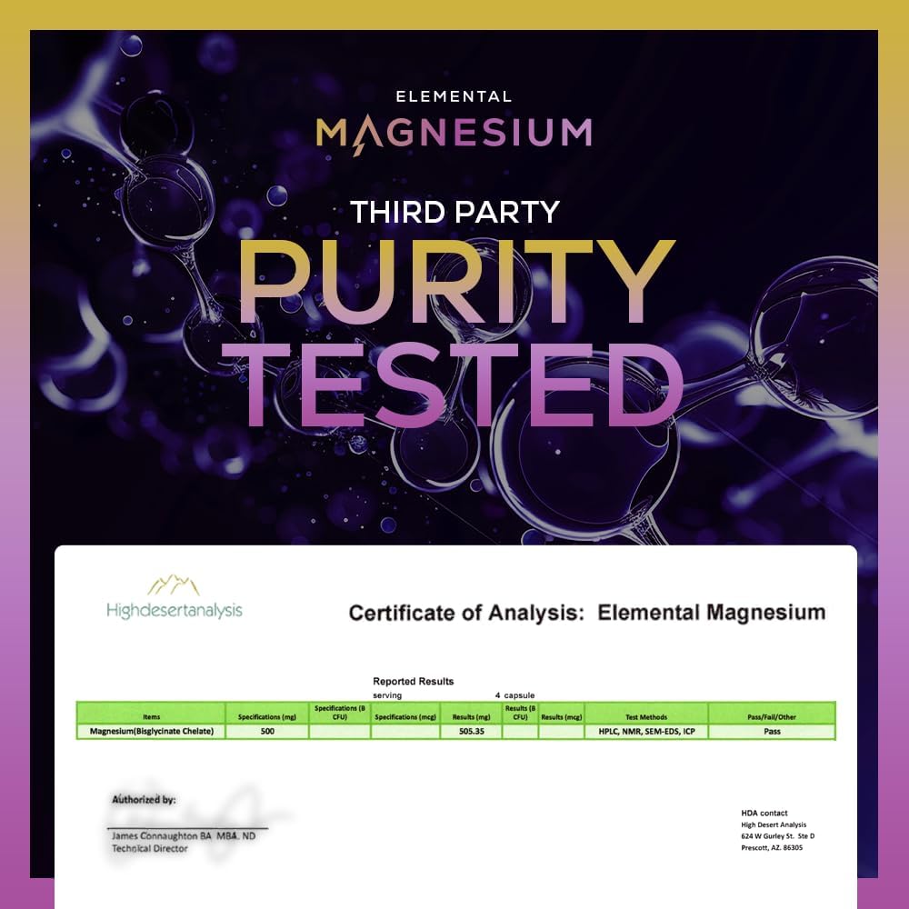 High-Potency Magnesium Glycinate Chelate Capsules for Relaxation & Sleep - 2777mg Formula with 500mg Elemental Magnesium - Vegan (240ct)