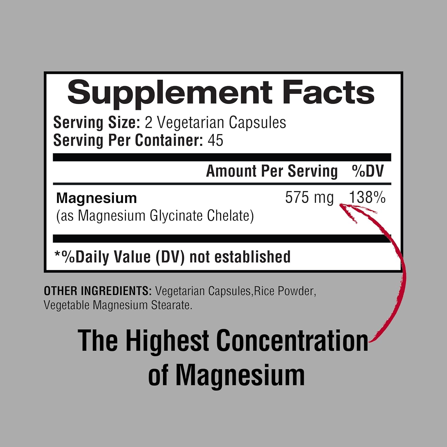High Potency Magnesium Glycinate Supplement for Muscle & Bone Health - 90 Vegan Capsules, 575mg per Serving, Non-GMO, Promotes Relaxation & Mood Balance