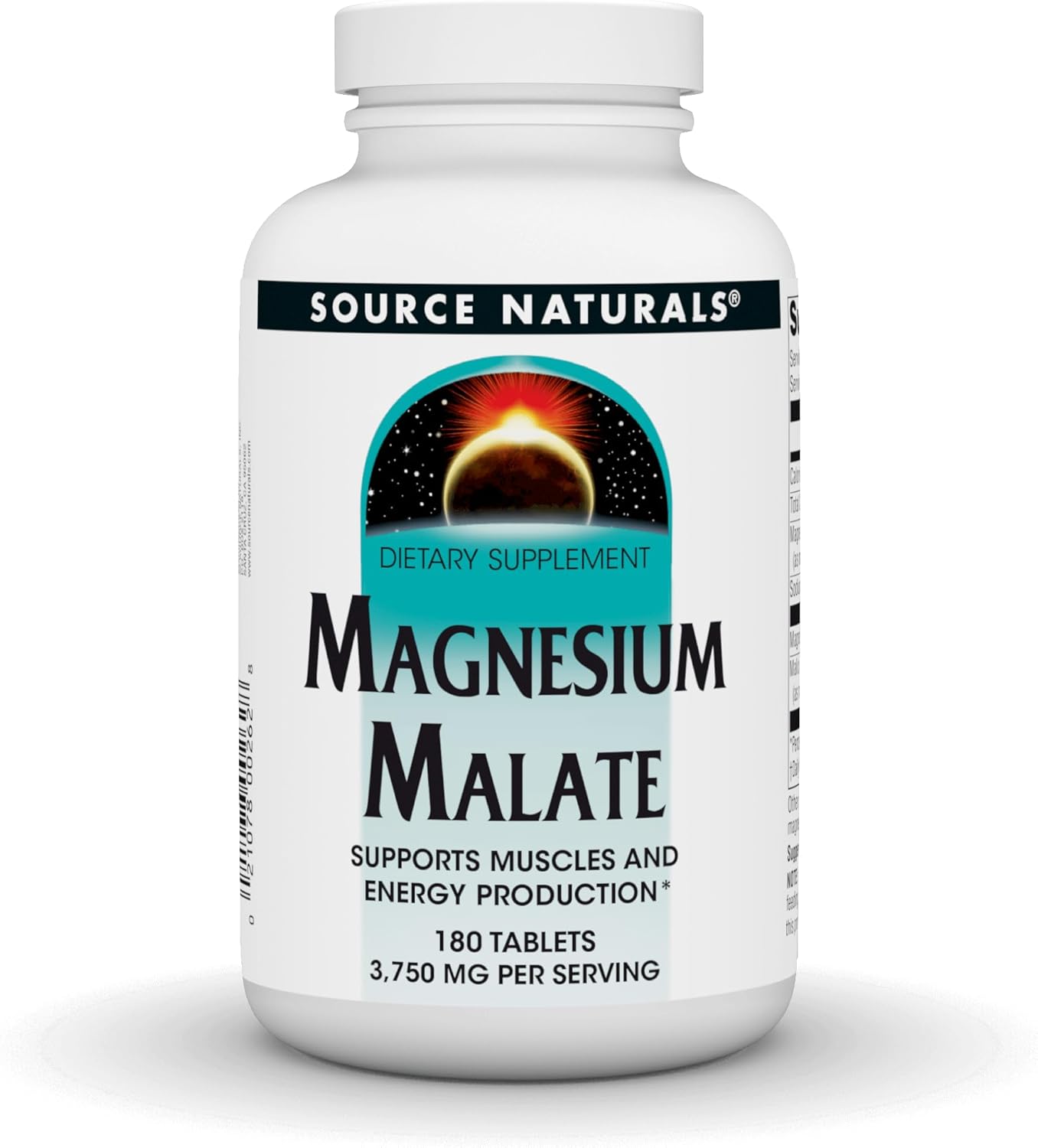 High Potency Magnesium Malate Supplement - 3750mg Per Serving - 180 Tablets - Source Naturals