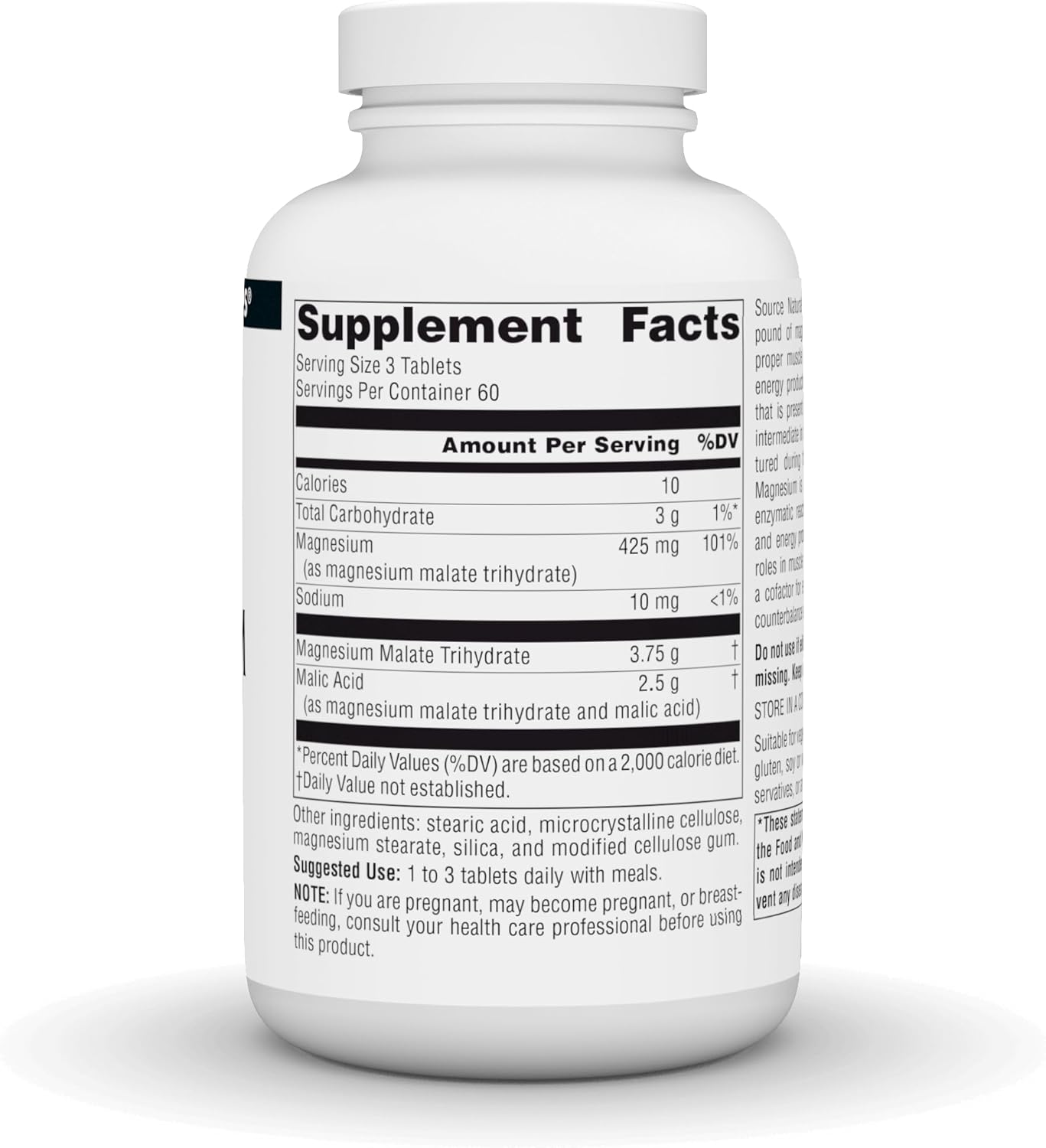 High Potency Magnesium Malate Supplement - 3750mg Per Serving - 180 Tablets - Source Naturals