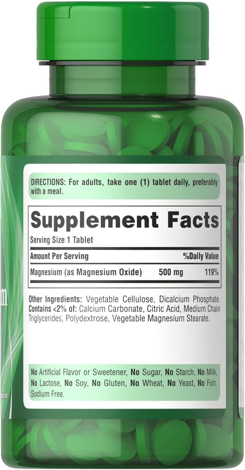 High Potency Magnesium Tablets - 500 mg, 100 Count by Puritan's Pride - BoostGo Australia