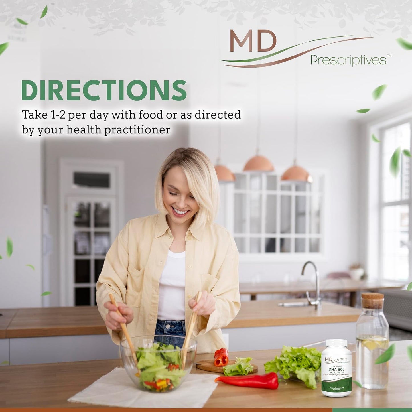 High Potency MD Prescriptives DHA-500 Omega 3 Supplement - Enteric Coated for Maximum Absorption - Daily 500mg DHA Softgels - 90 Count