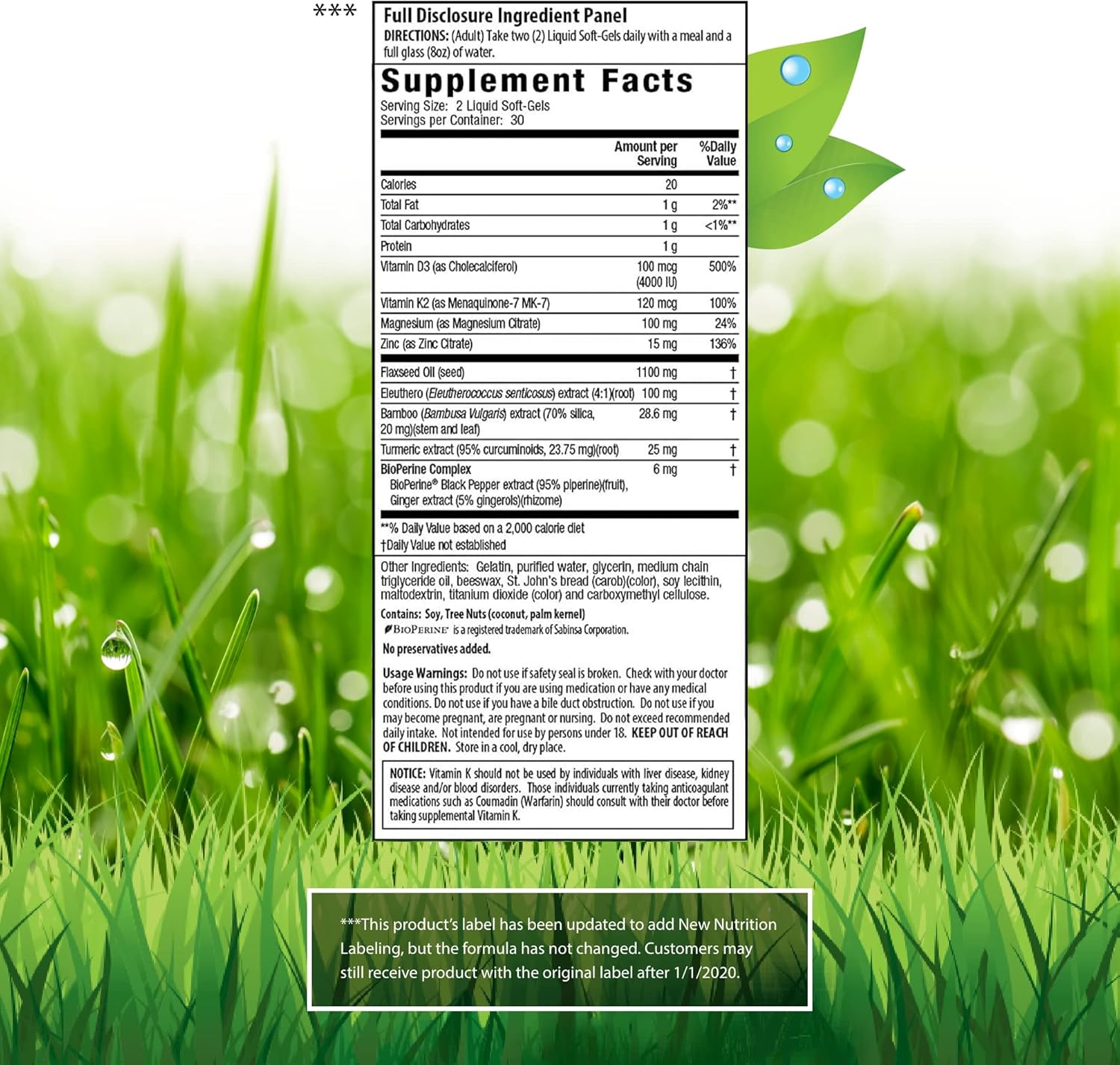 High Potency Mega D3 & K2 with Turmeric Extract for Bone Health, Immunity & Mood - Advanced Absorption Formula - 60 Softgels
