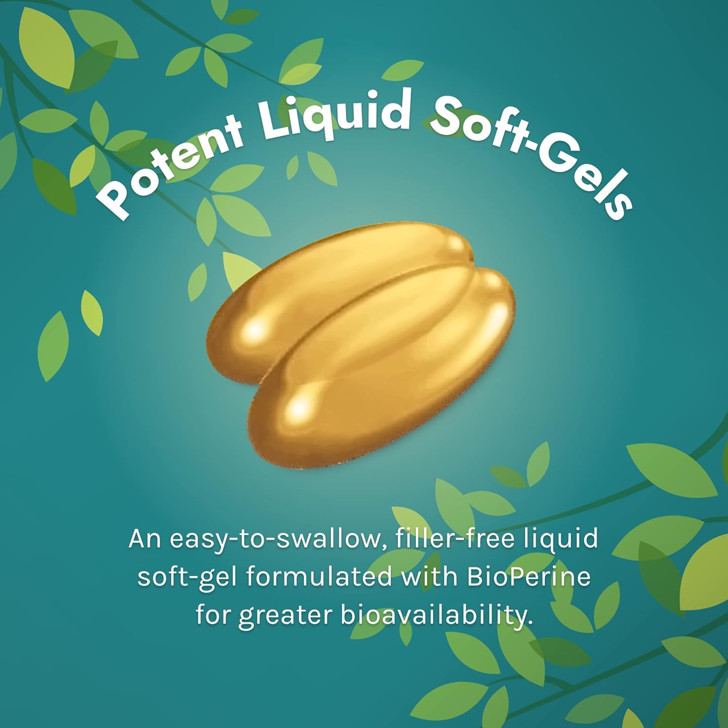 High Potency Mega D3 & K2 with Turmeric Extract for Bone Health, Immunity & Mood - Advanced Absorption Formula - 60 Softgels