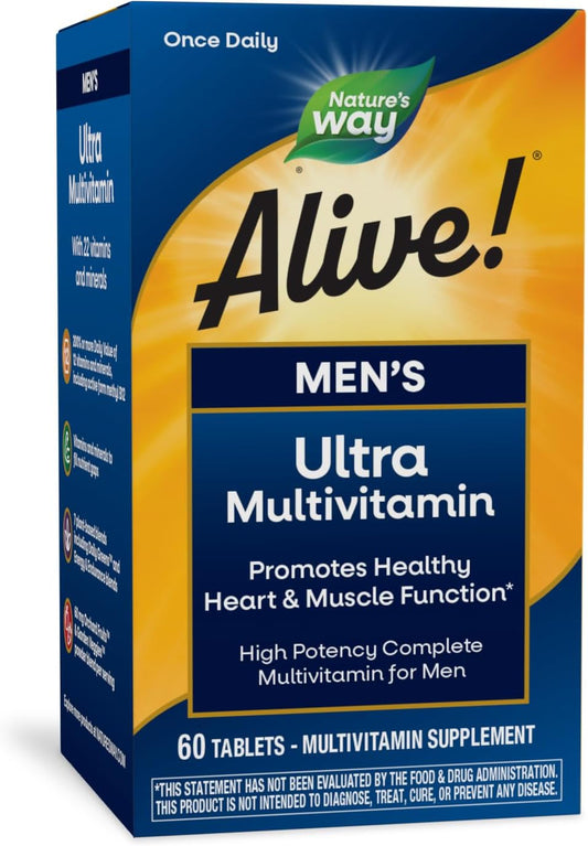 High Potency Men's Daily Multivitamin with Methylated B12 for Heart & Muscle Health - 60 Tablets