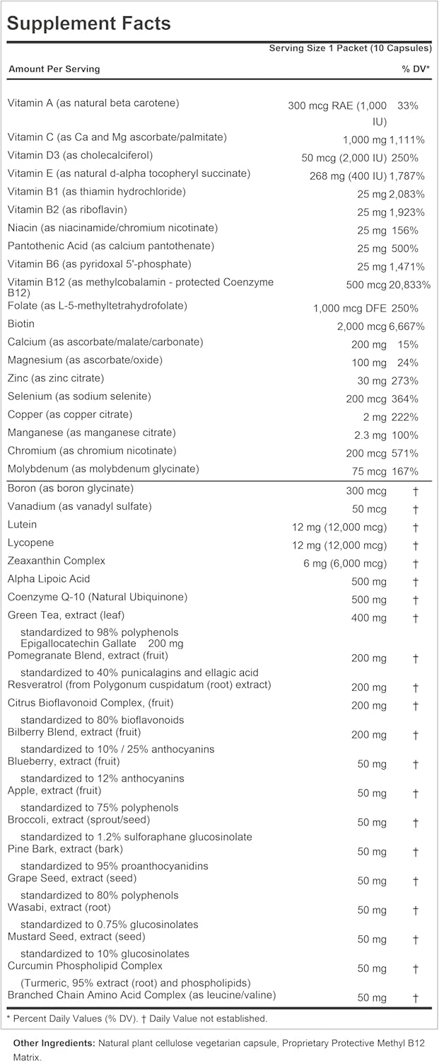 High-Potency Men's Multivitamin with 40+ Nutrients - 120 Packets, No Additives - Andrew Lessman