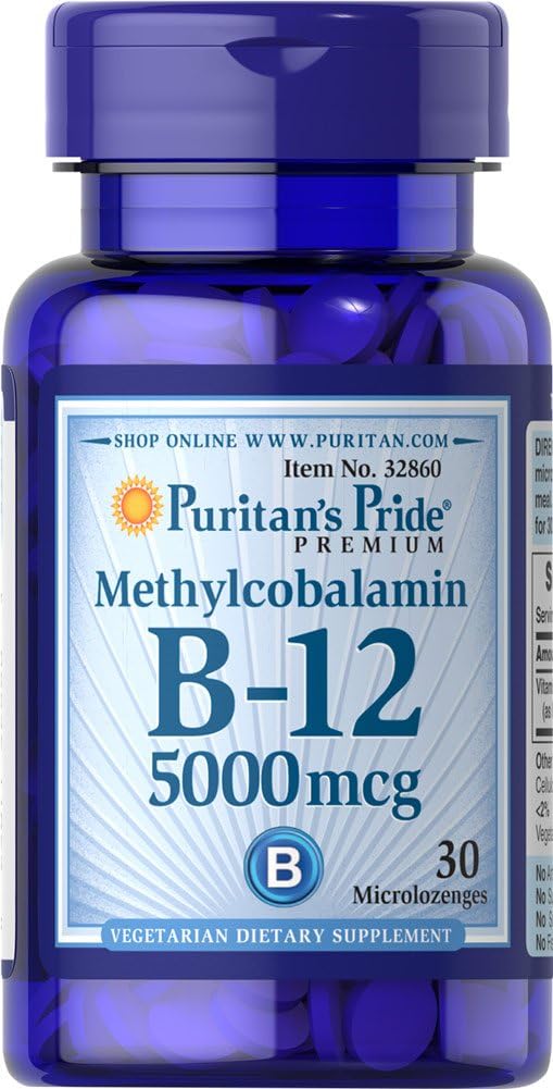 High Potency Methylcobalamin Vitamin B-12 5000 Mcg Microlozenges - 30 Count