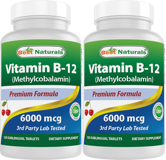 High Potency Methylcobalamin Vitamin B12 Sublingual Tablets, 6000 mcg - 240 Count Pack