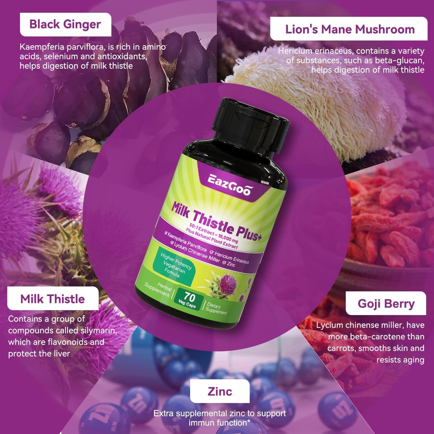 High Potency Milk Thistle Capsules for Liver Support - 380mg (19000mg Equivalent) - 80% Silymarin - 70 Vegan Capsules