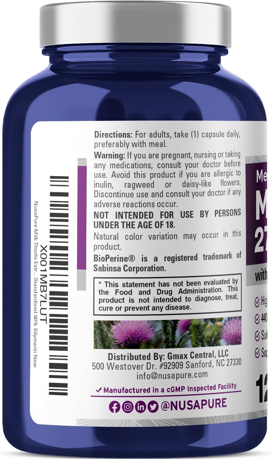 High Potency Milk Thistle Extract Capsules - 27,500mg, 120 Veggie Caps (80% Silymarin, Non-GMO, Vegan) - Strongest Formula - BoostGo Australia