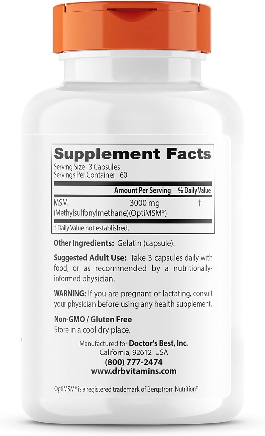 High Potency MSM Supplement for Hair, Skin, Nails, and Joints - Non-GMO, Gluten Free - 180 Capsules, 3000mg Per Serving - BoostGo Australia