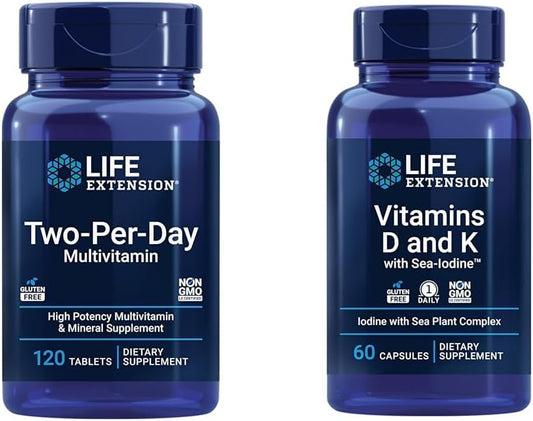 High Potency Multi-Vitamin & Mineral Supplement with Vitamins D and K, Sea-Iodine - 2 Per Day for Life Extension