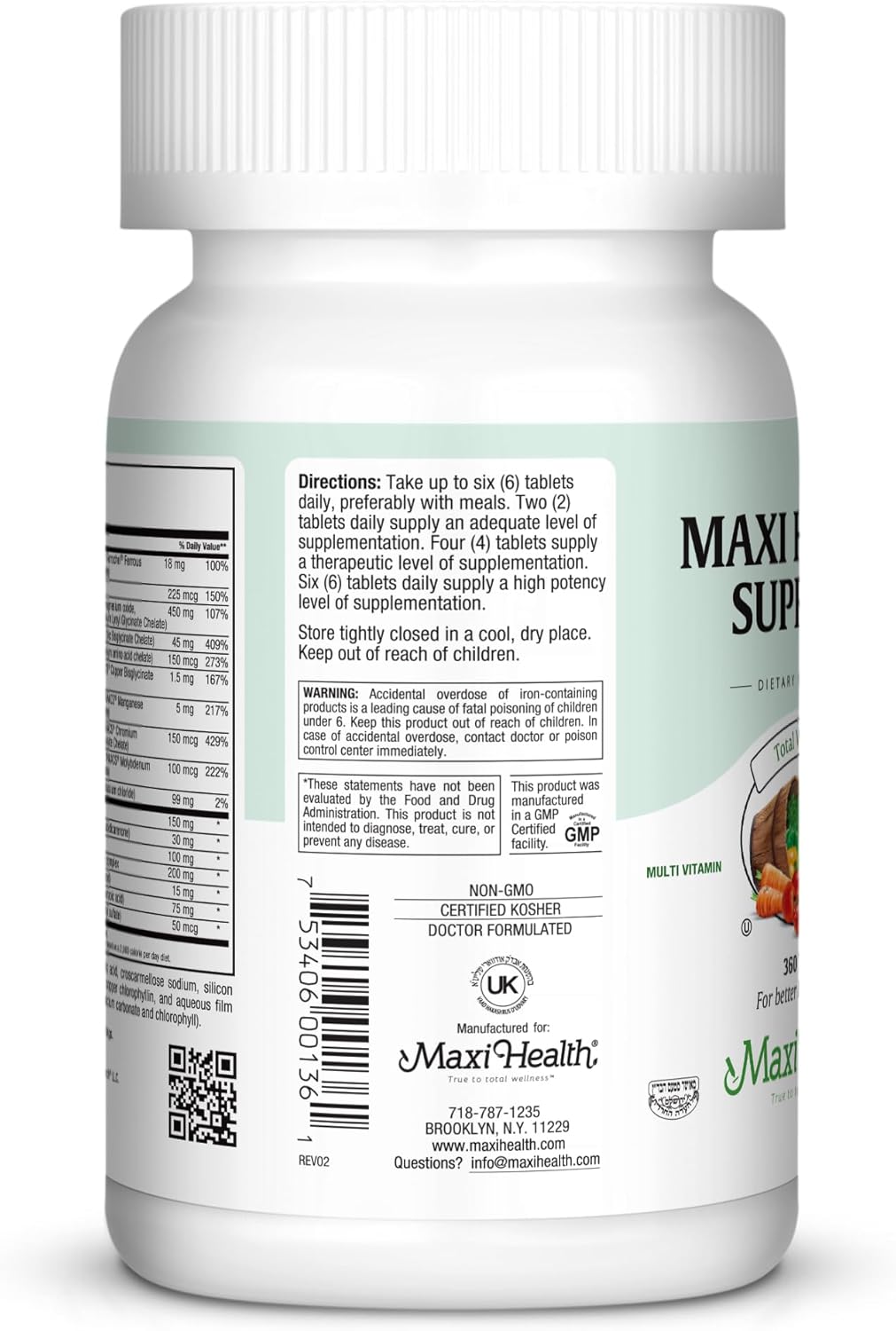 High Potency Multivitamin & Mineral Supplement for Immune Support, Antioxidant Defense, Includes Vitamin A, C, D, E, B12, B6, Biotin, Selenium, Zinc, Inositol - Maxi Health Supreme