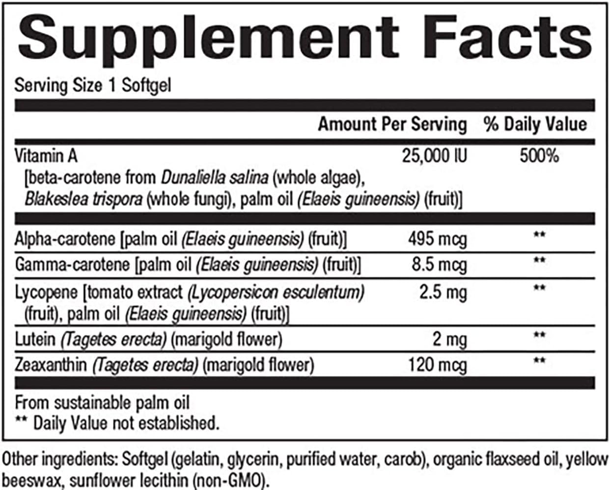 High Potency Natural Factors BetaCareAll Vitamin A Softgels - 25,000 IU for Skin, Vision, Immunity - 90 Count