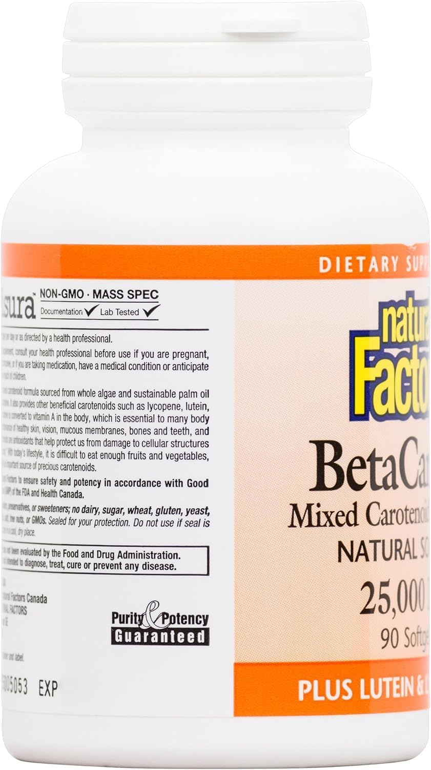 High Potency Natural Factors BetaCareAll Vitamin A Softgels - 25,000 IU for Skin, Vision, Immunity - 90 Count