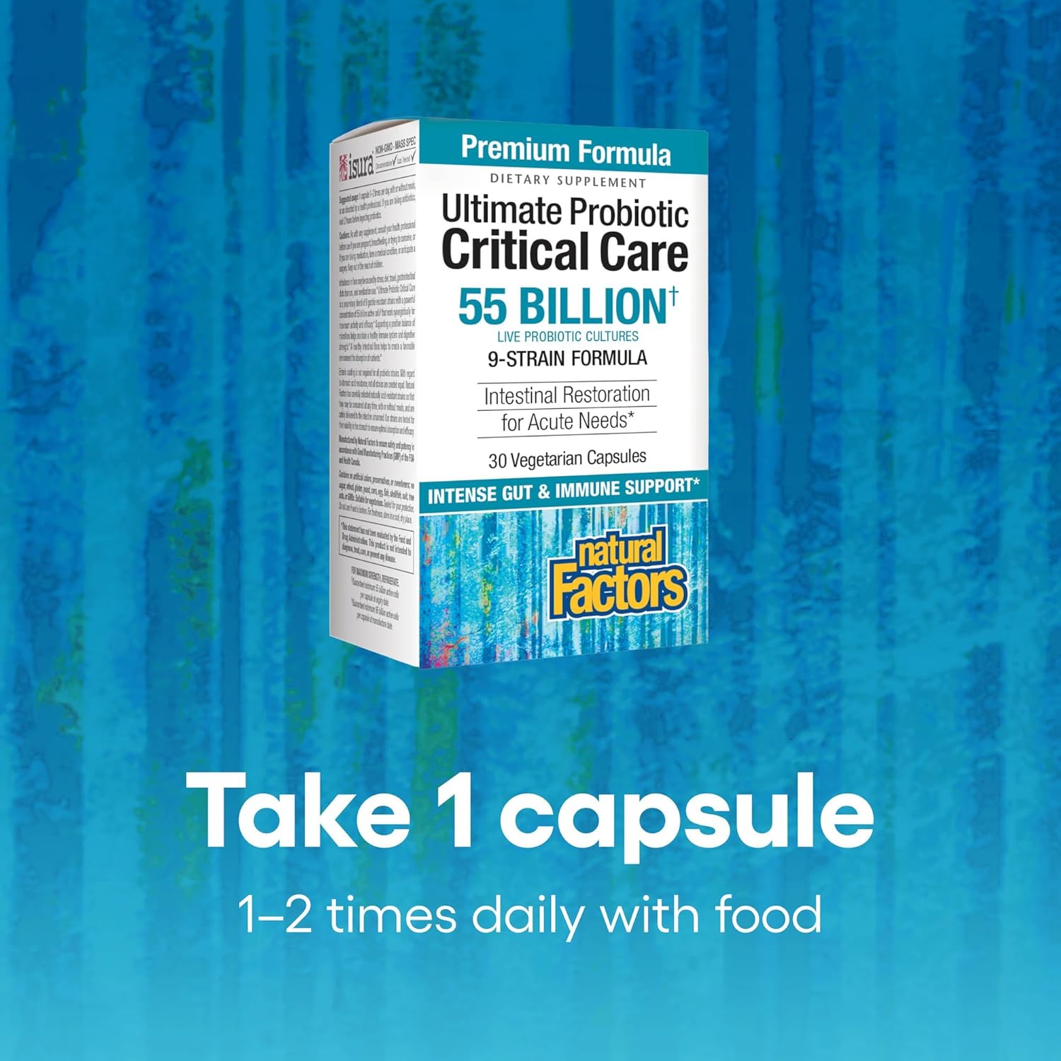 High-Potency Natural Factors Ultimate Probiotic Critical Care - 9 Strains, 100 Billion CFU for Intestinal Health