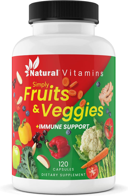 High-Potency Natural Vitamins Fruits & Veggies Supplement Capsules for Daily Wellness - Essential Vitamins, Antioxidants, Minerals - Balanced Nutrition & Optimal Health - Red & Green Blend