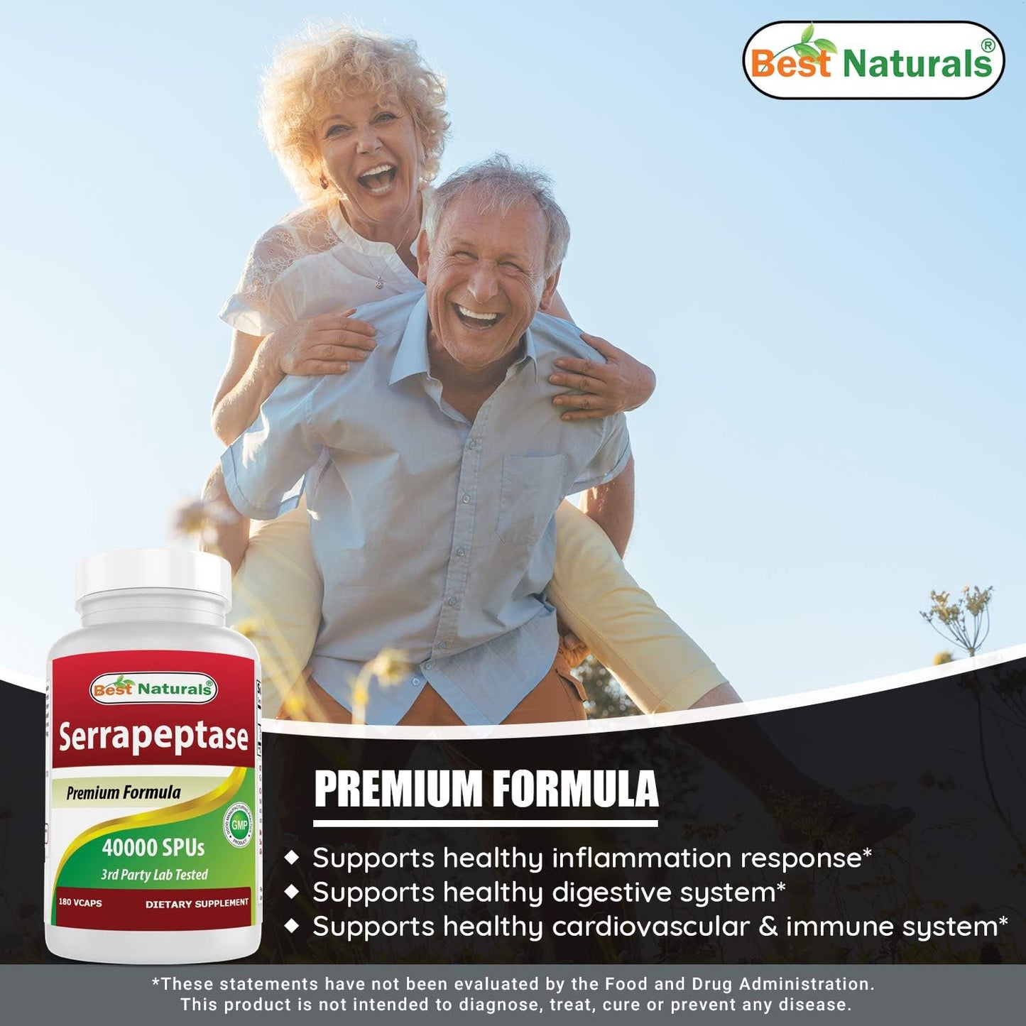 High Potency Naturals Serrapeptase and Nattokinase Supplement - 40000 SPUs and 100 Mg - Top Quality Formula for Health Benefits