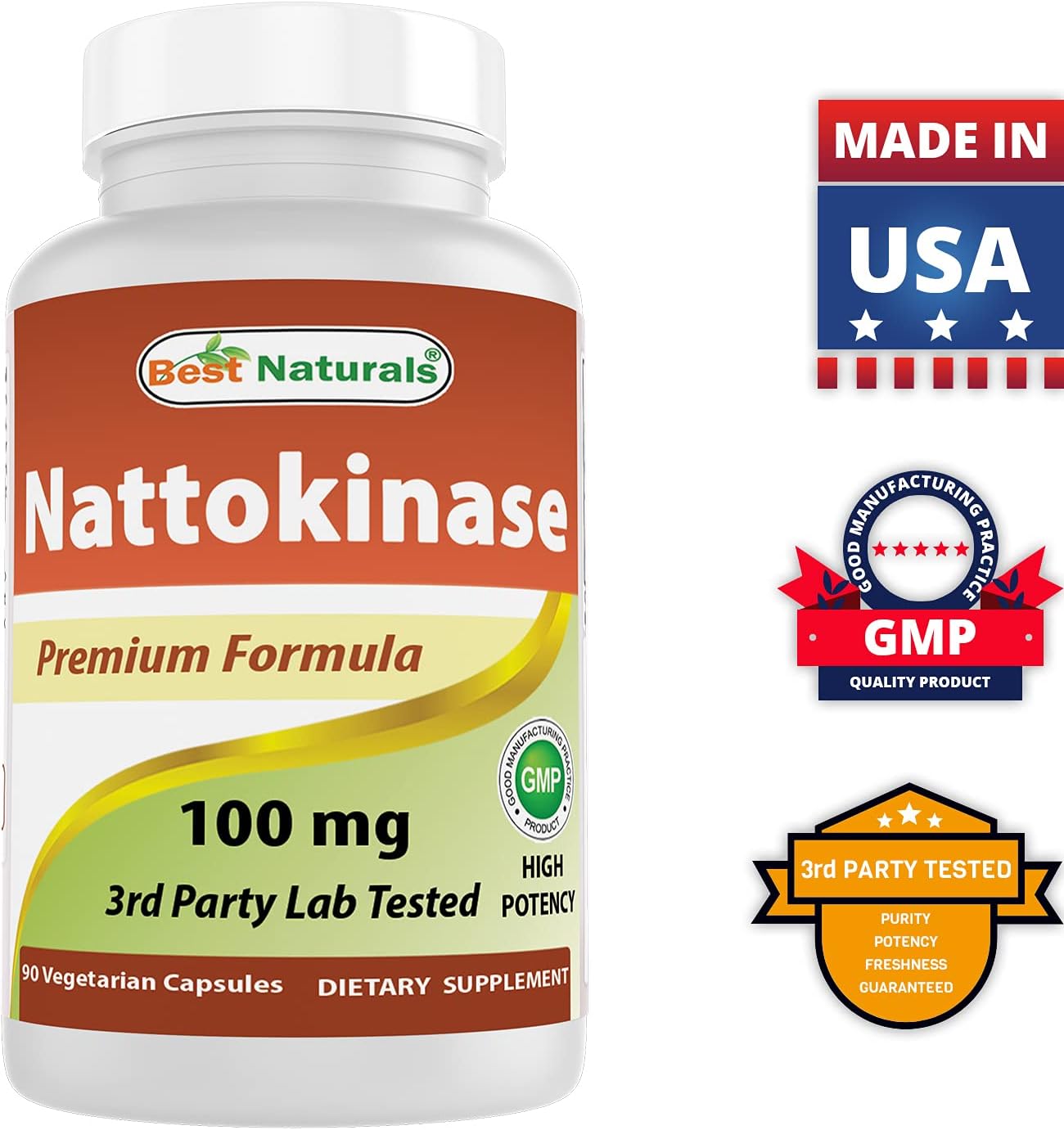High Potency Naturals Serrapeptase and Nattokinase Supplement - 40000 SPUs and 100 Mg - Top Quality Formula for Health Benefits