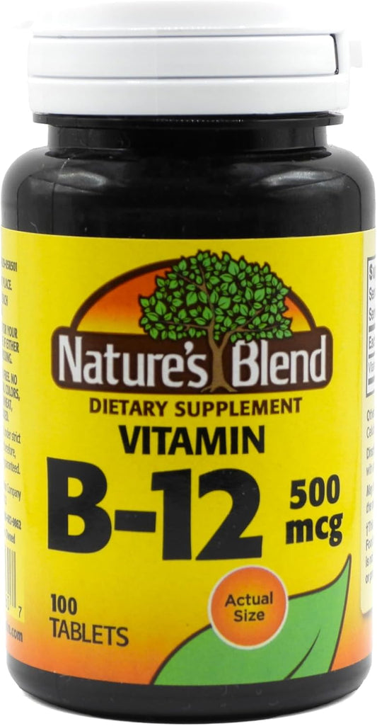 High Potency Nature's Blend Vitamin B-12 500 mcg Supplement - 100 Tablets