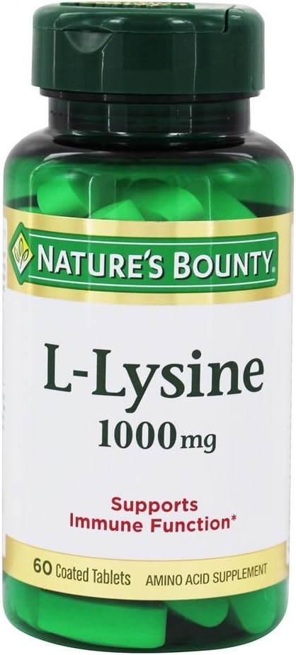 High Potency Nature's Bounty L-Lysine 1000mg for Immune Support - 60 Tablets