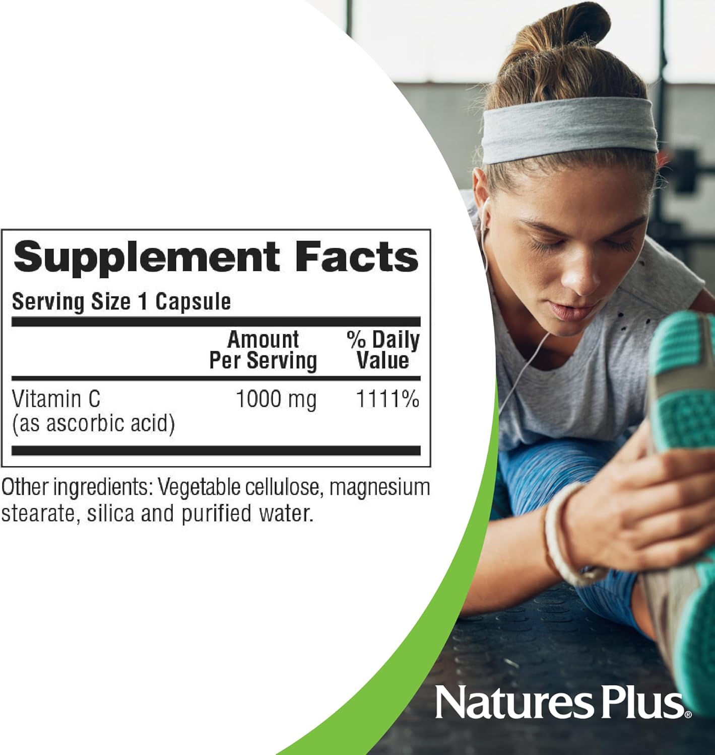 High Potency Nature's Plus Vitamin C 1000mg Capsules - Vascular & Immune Support - Antioxidant Supplement - 90 Servings