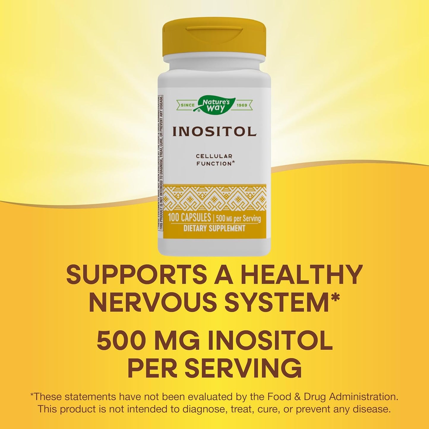High Potency Nature's Way Inositol Supplement - 500mg, 100 Capsules for Mood Support