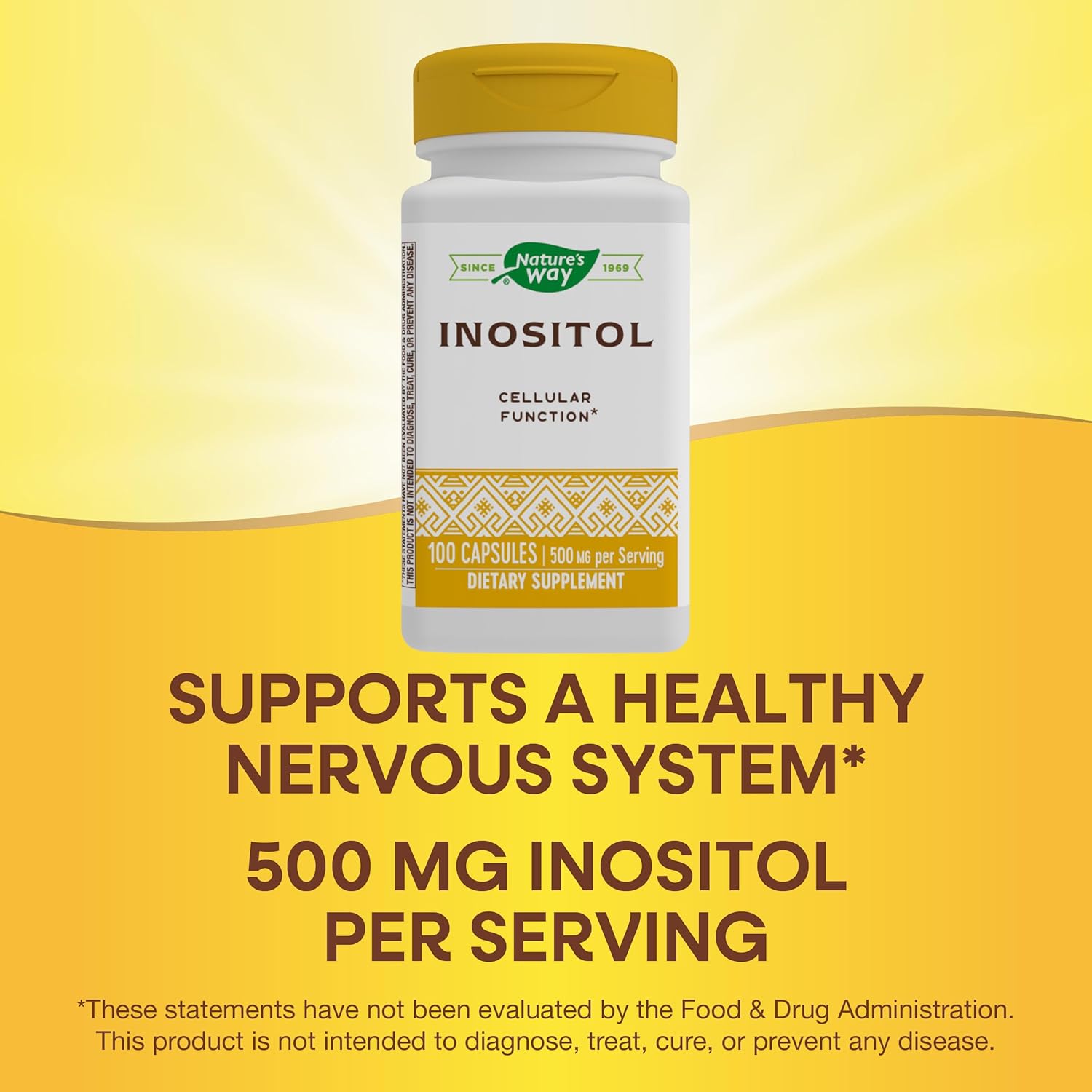 High Potency Nature's Way Inositol Supplement - 500mg, 100 Capsules for Mood Support