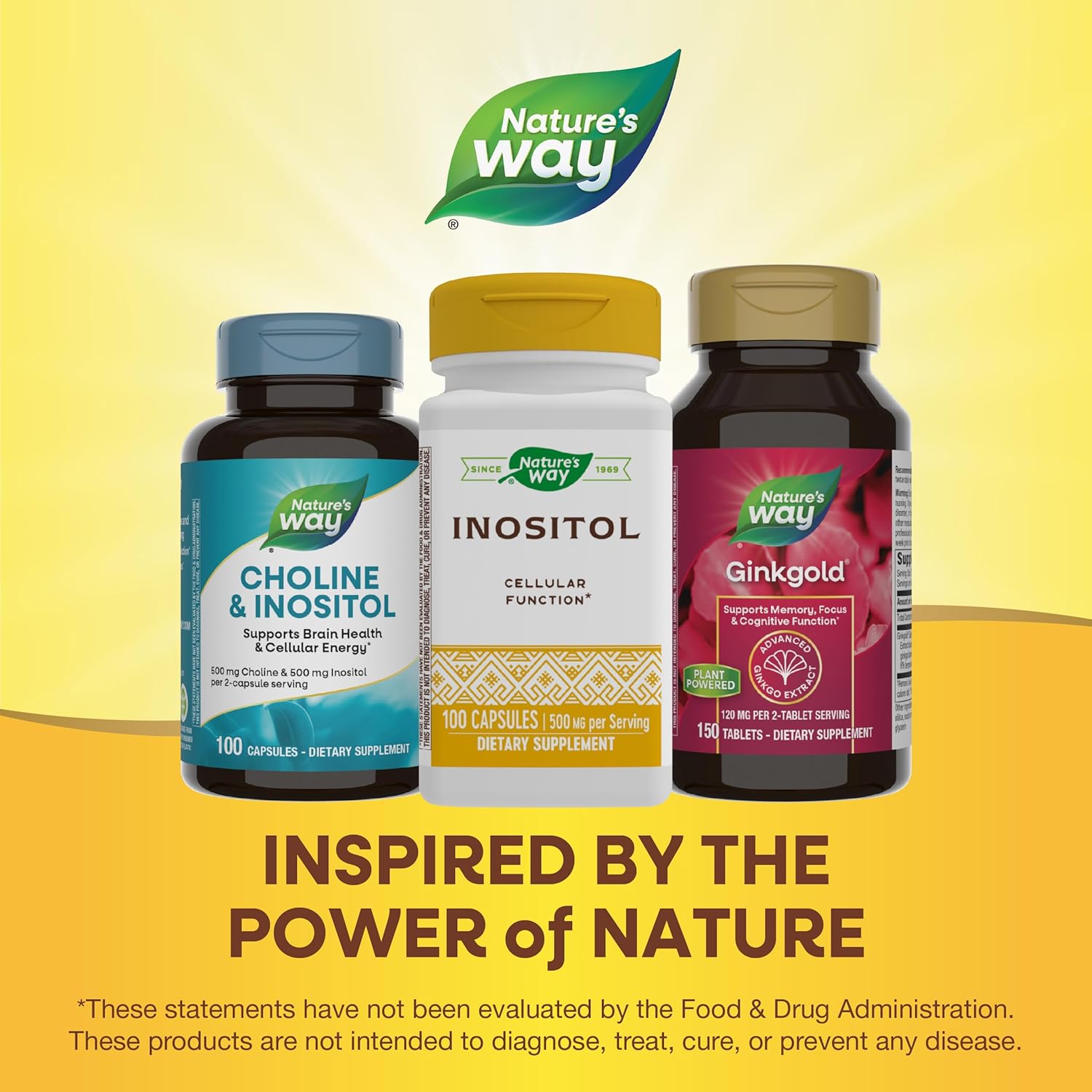 High Potency Nature's Way Inositol Supplement - 500mg, 100 Capsules for Mood Support