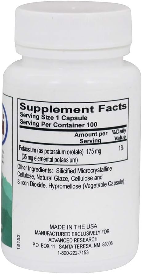 High Potency NEMO Potassium Orotate 175mg - 200 Vegetarian Capsules for Heart Health & Electrolyte Balance