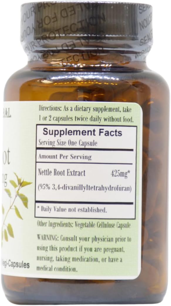 High-Potency Nettle Root Extract Capsules - 95% 3,4-Divanillyltetrahydrofuran - 425mg - 60 Vegan Capsules - Stearate-Free