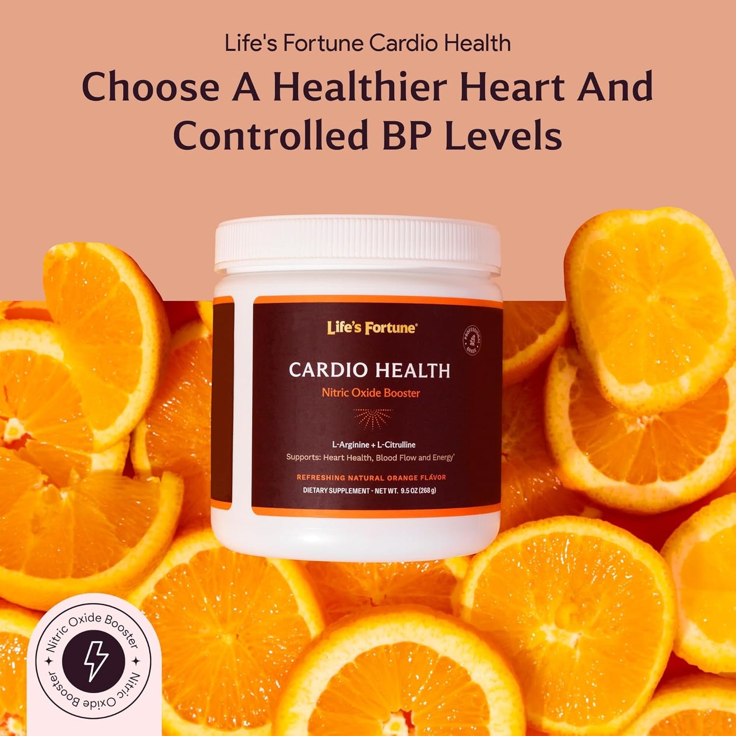 High Potency Nitric Oxide Health Booster Powder with L-Arginine & L-Citrulline - 5000mg & 1000mg, Natural Orange Flavor - Boost Endurance & Workout Performance (20 Servings)