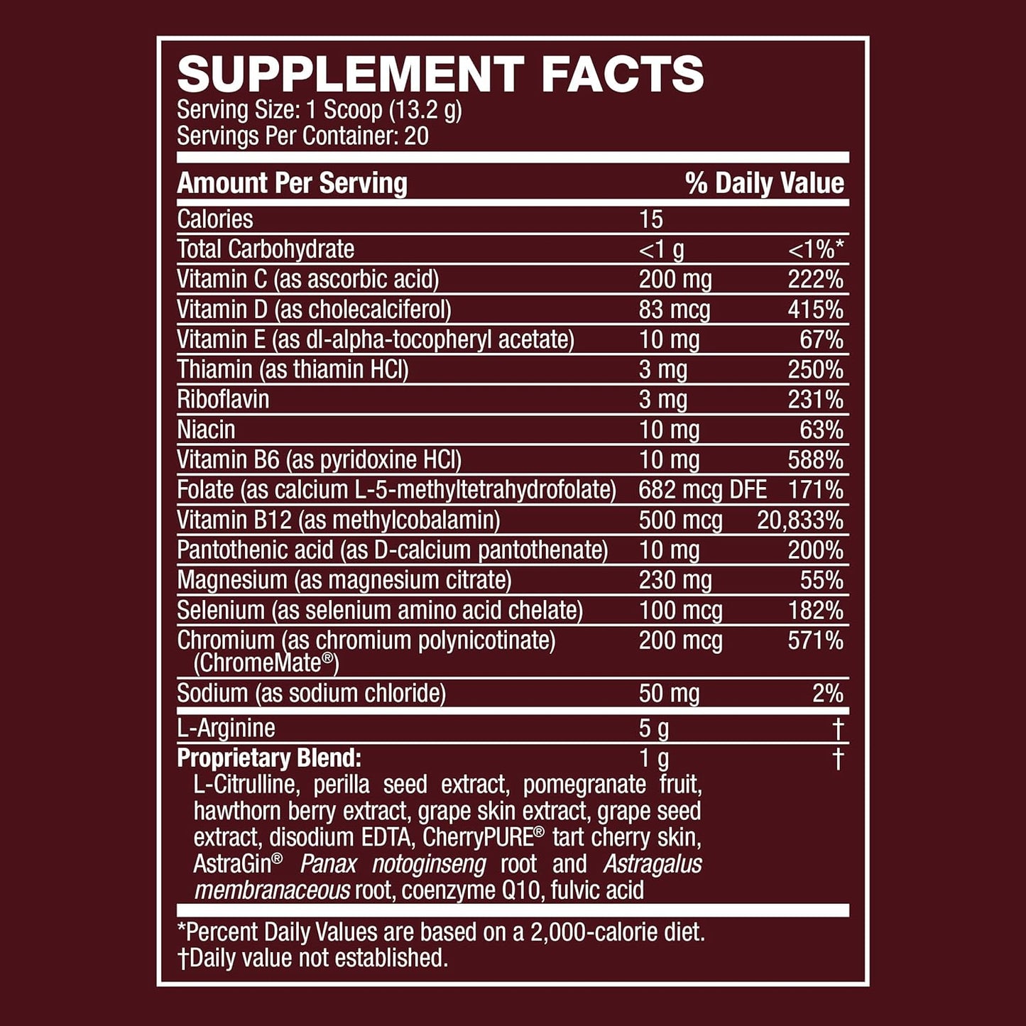 High Potency Nitric Oxide Health Booster Powder with L-Arginine & L-Citrulline - 5000mg & 1000mg, Natural Fruit Punch Flavor - 20 Servings