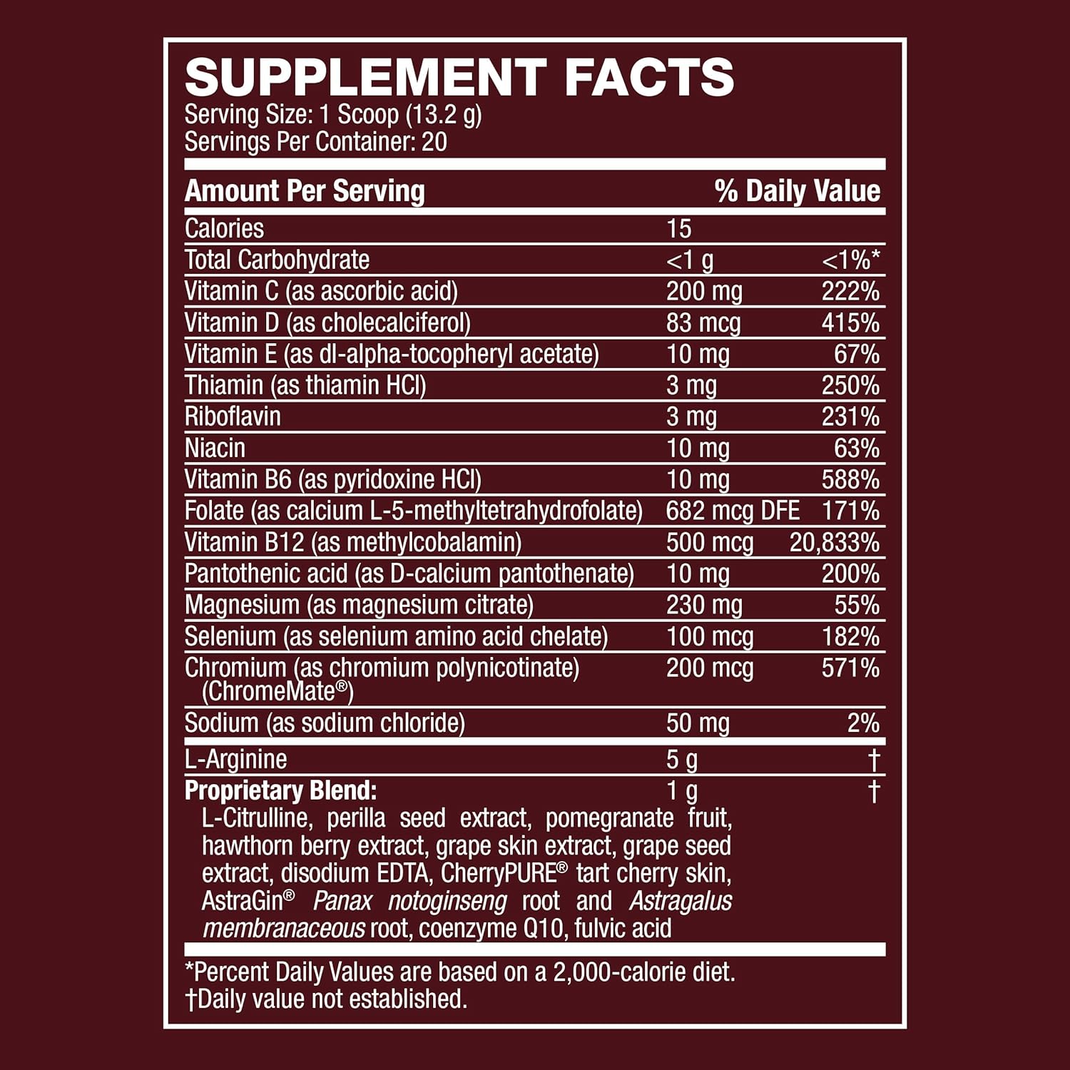 High Potency Nitric Oxide Health Booster Powder with L-Arginine & L-Citrulline - 5000mg & 1000mg, Natural Fruit Punch Flavor - 20 Servings