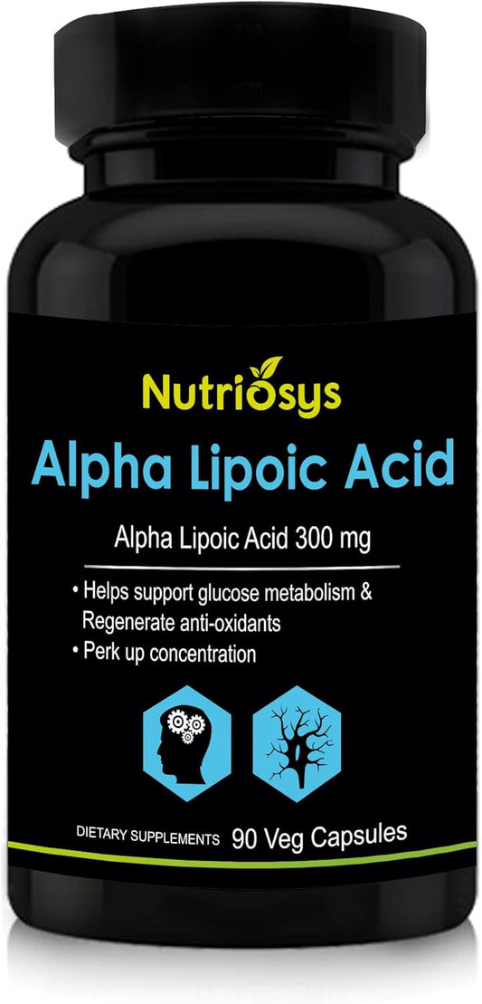 High Potency Nutriosys Alpha Lipoic Acid Supplement - 300mg - 90 Vegetarian Capsules