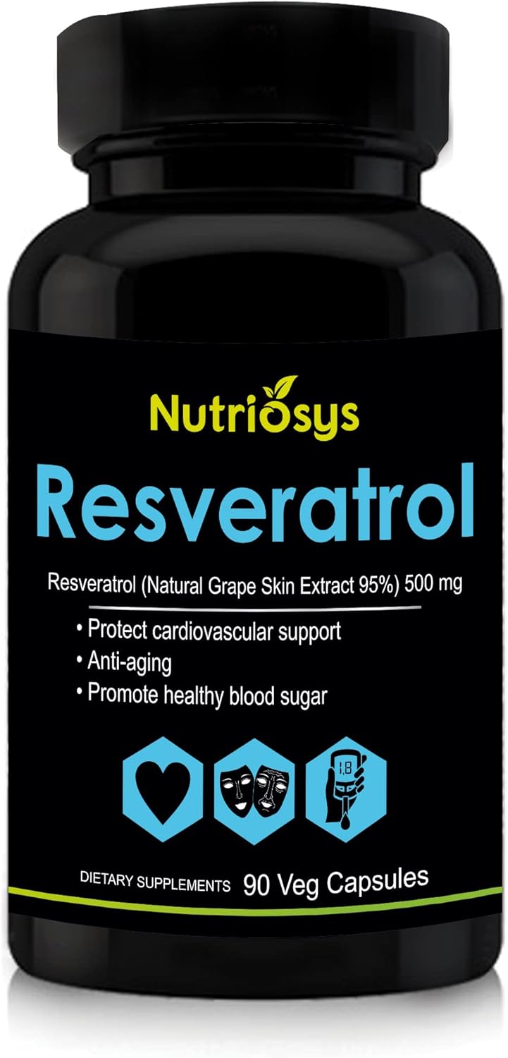 High Potency Nutriosys Resveratrol Supplement - 500mg, 90 Vegetarian Capsules