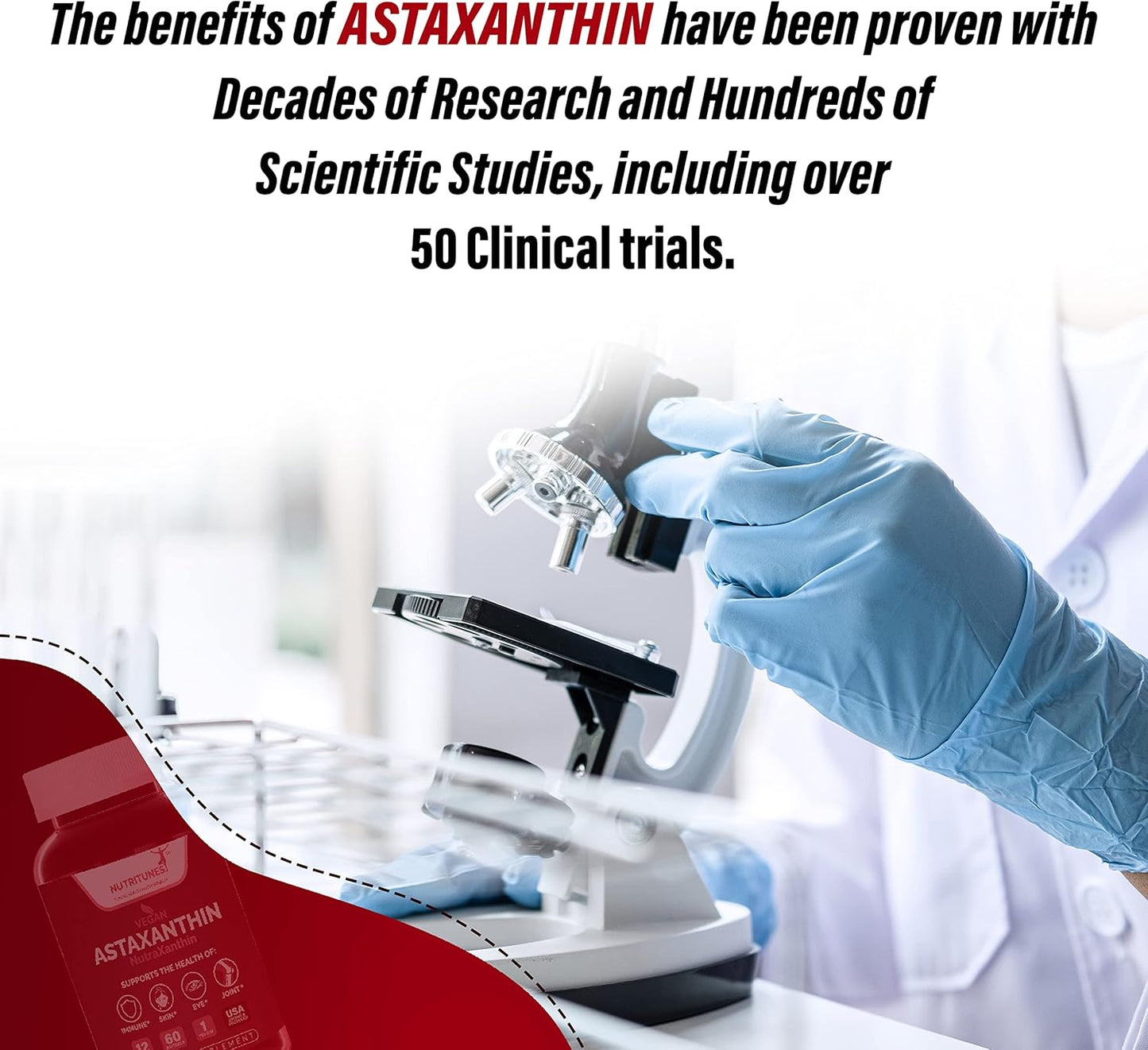 High Potency Nutritunes Astaxanthin 12mg Softgels for Skin, Eye & Immune Support - Non-GMO, Gluten-Free, 60 Vegan Softgels