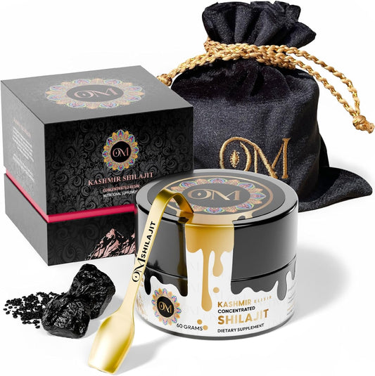 High Potency OM Concentrated Himalayan Shilajit Resin with +85% Fulvic Acid & Trace Minerals - 60g